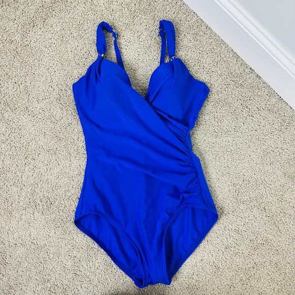 Miraclesuit Blue Razzle Dazzle Siren one piece swimsuit Women's 10 Control - Picture 3 of 7